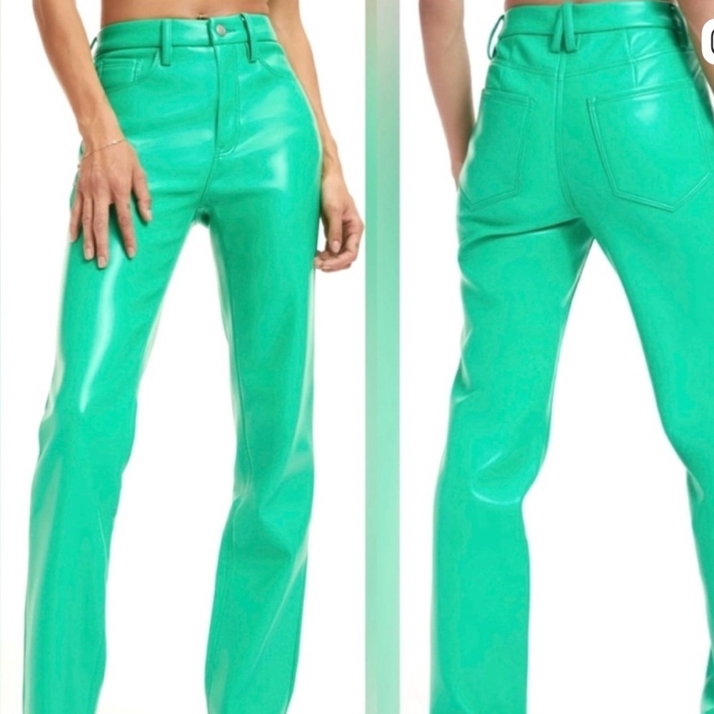 Good American Green Faux Leather Pants